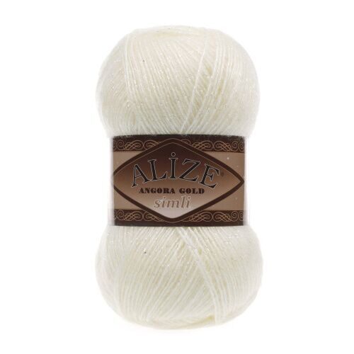 055-белый Angora Gold Simli пряжа.Alize.